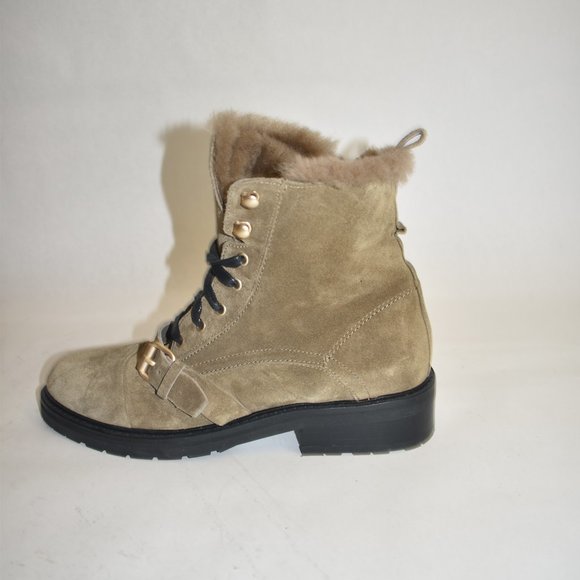 ALLSAINTS Donita Suede Combat Boot with Genuine Shearling Trim 41 EU 11 US - Picture 5 of 8